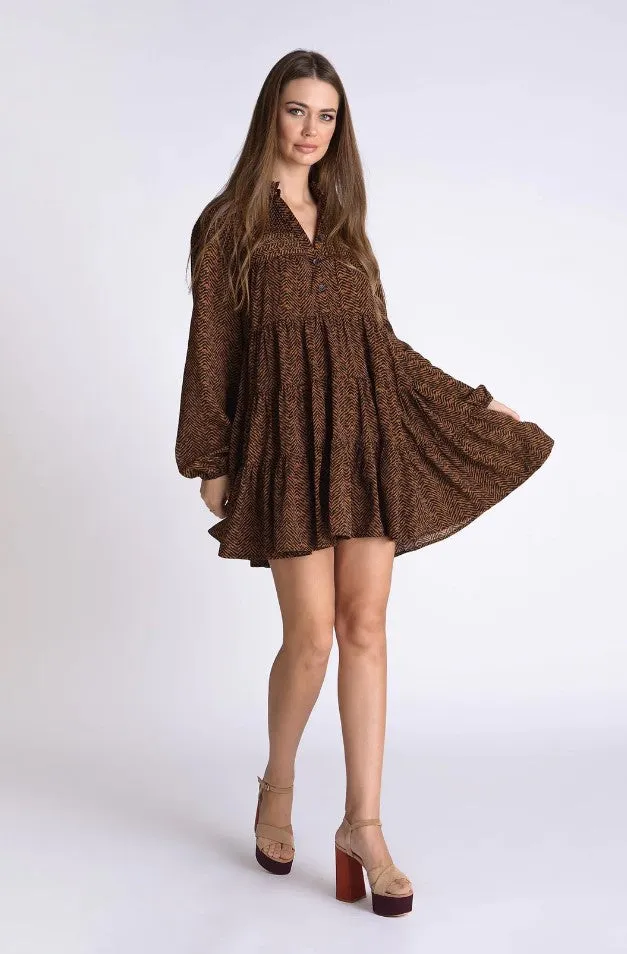 Muche & Muchette Lulu Long Sleeve Dress; Brown