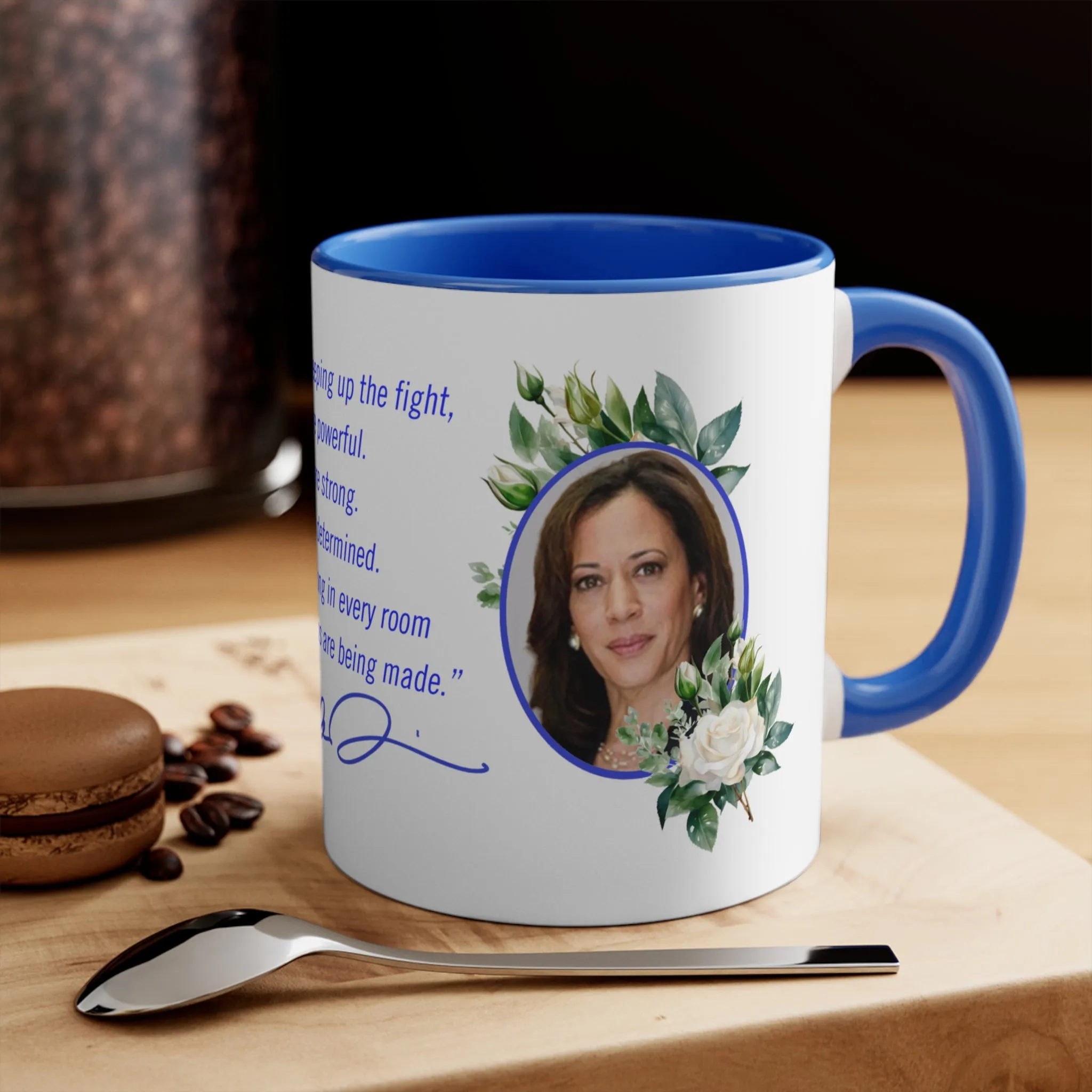 Mug- Kamala Harris Inspirational Quote with Signature- Blue White Color- Zeta Phi Beta Divine 9