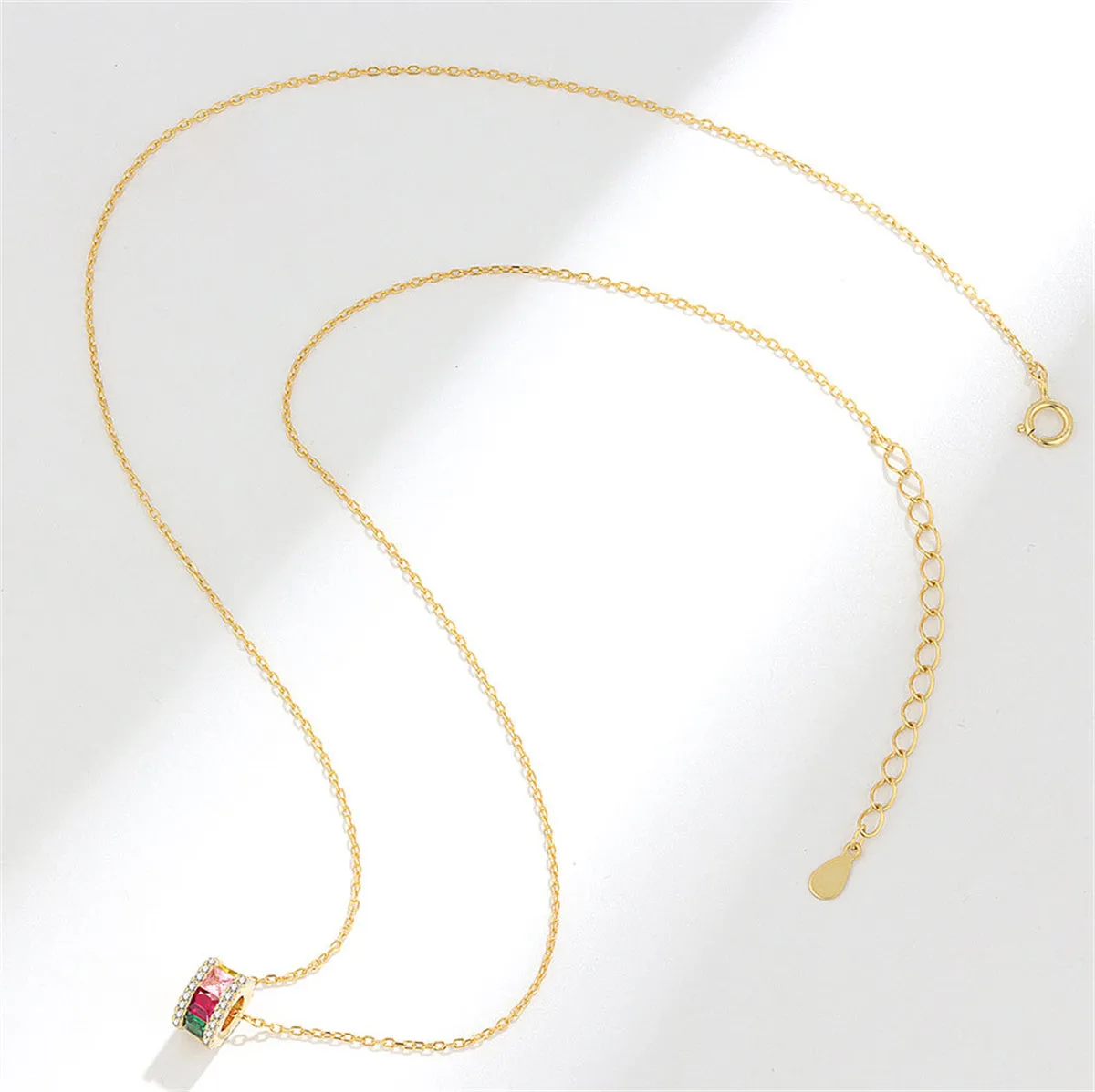 Multicolor Crystal & Cubic Zirconia 18K Gold-Plated Cylinder Pendant Necklace