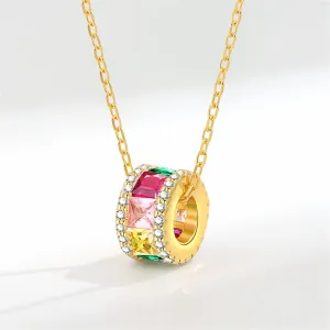 Multicolor Crystal & Cubic Zirconia 18K Gold-Plated Cylinder Pendant Necklace