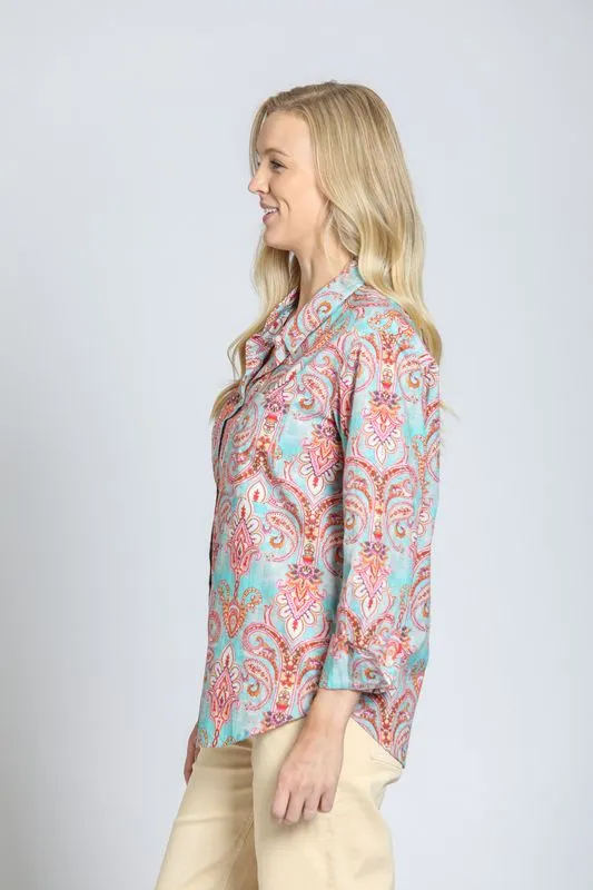 My Fun Boyfriend Top - Aqua Multi