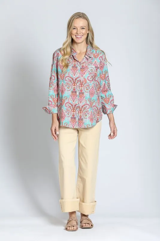My Fun Boyfriend Top - Aqua Multi