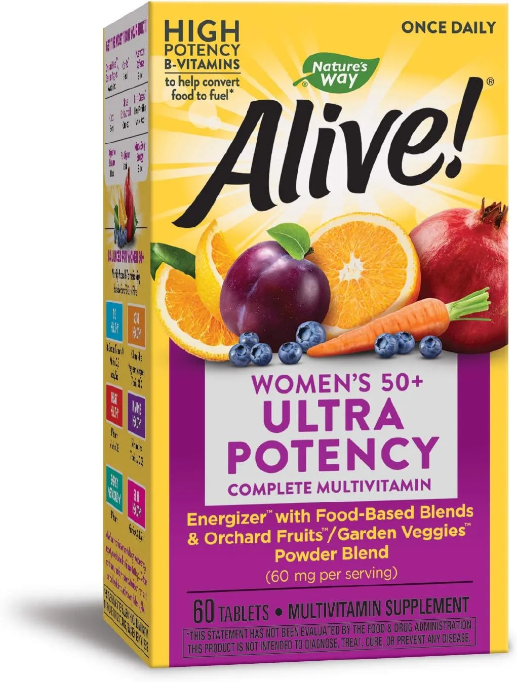 Nature's Way Alive!® Once Daily Women's 50  Multivitamin, Ultra Potency, Food-Based Blends (60 mg per serving), 60 Tablets