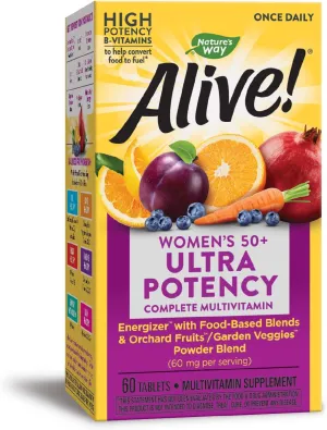 Nature's Way Alive!® Once Daily Women's 50  Multivitamin, Ultra Potency, Food-Based Blends (60 mg per serving), 60 Tablets