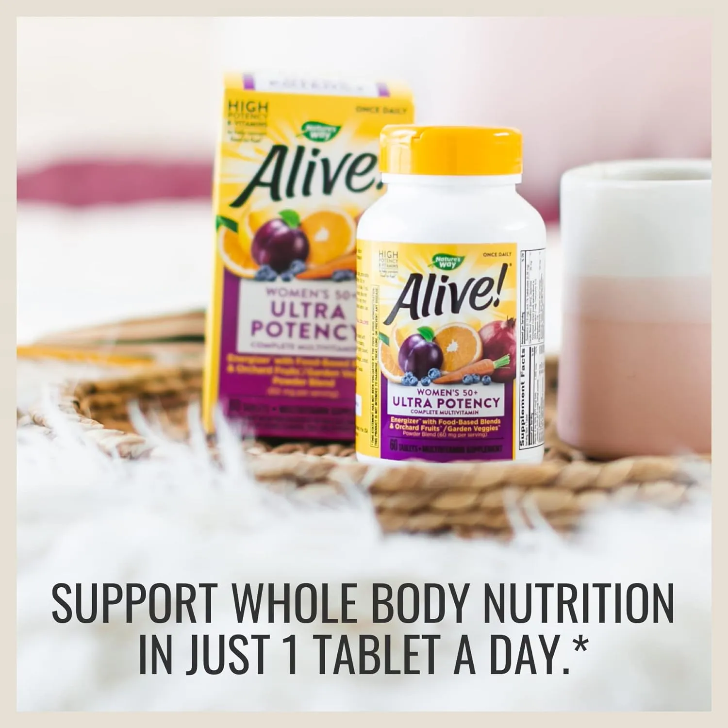 Nature's Way Alive!® Once Daily Women's 50  Multivitamin, Ultra Potency, Food-Based Blends (60 mg per serving), 60 Tablets