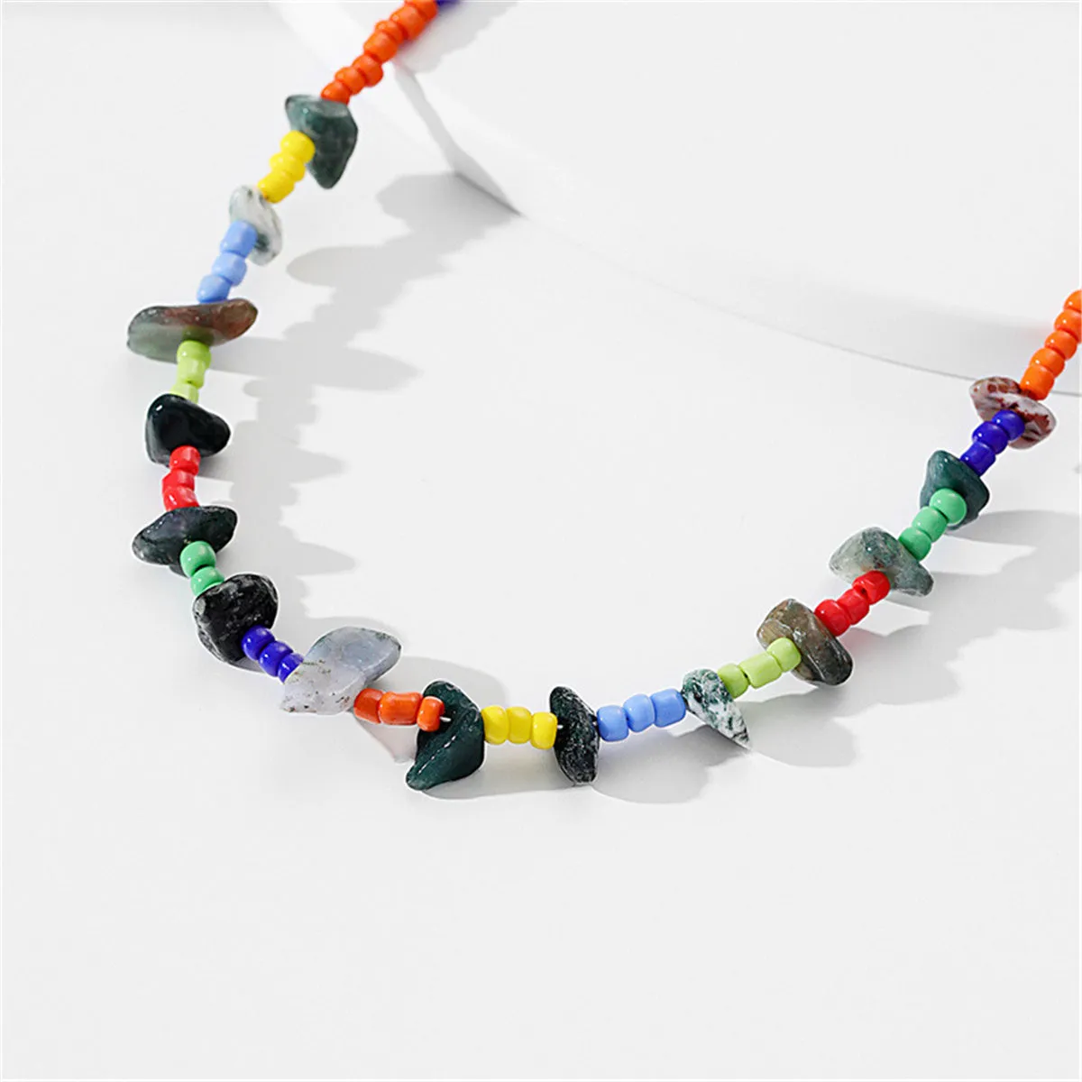 Navy & Orange Howlite Rainbow Bead Necklace