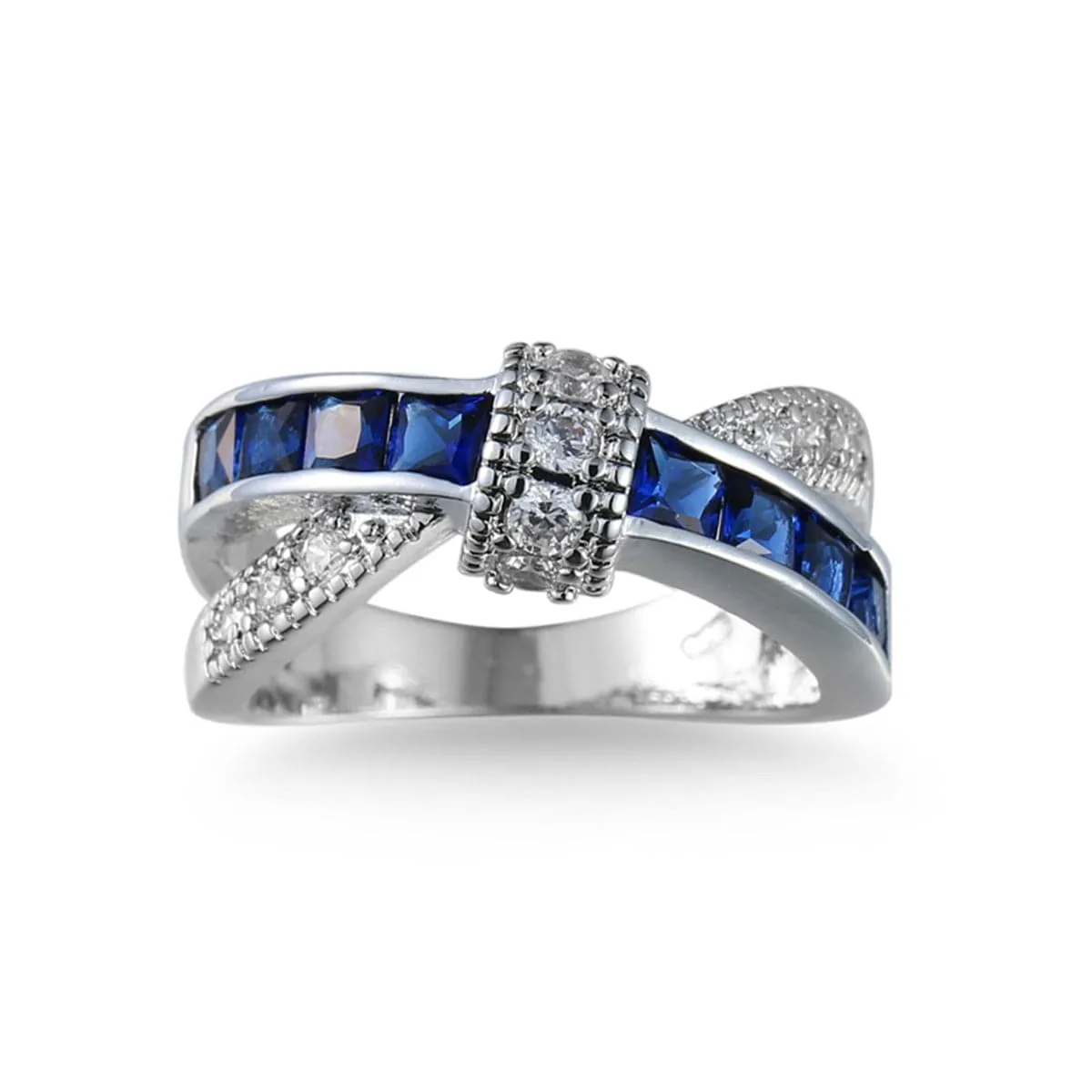 Navy Crystal & Cubic Zirconia Overlapping Ring