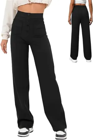 NEW Flexipants - Women's Casual High Waist Stretch Pants, Straight Leg Flexi Pants for Women Black Fits 2X/3X
