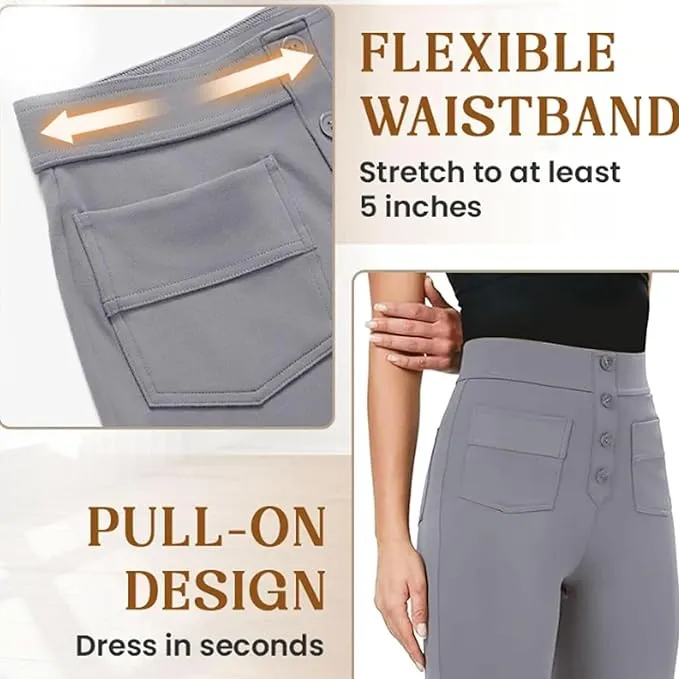 NEW Flexipants - Women's Casual High Waist Stretch Pants, Straight Leg Flexi Pants for Women Black Fits 2X/3X