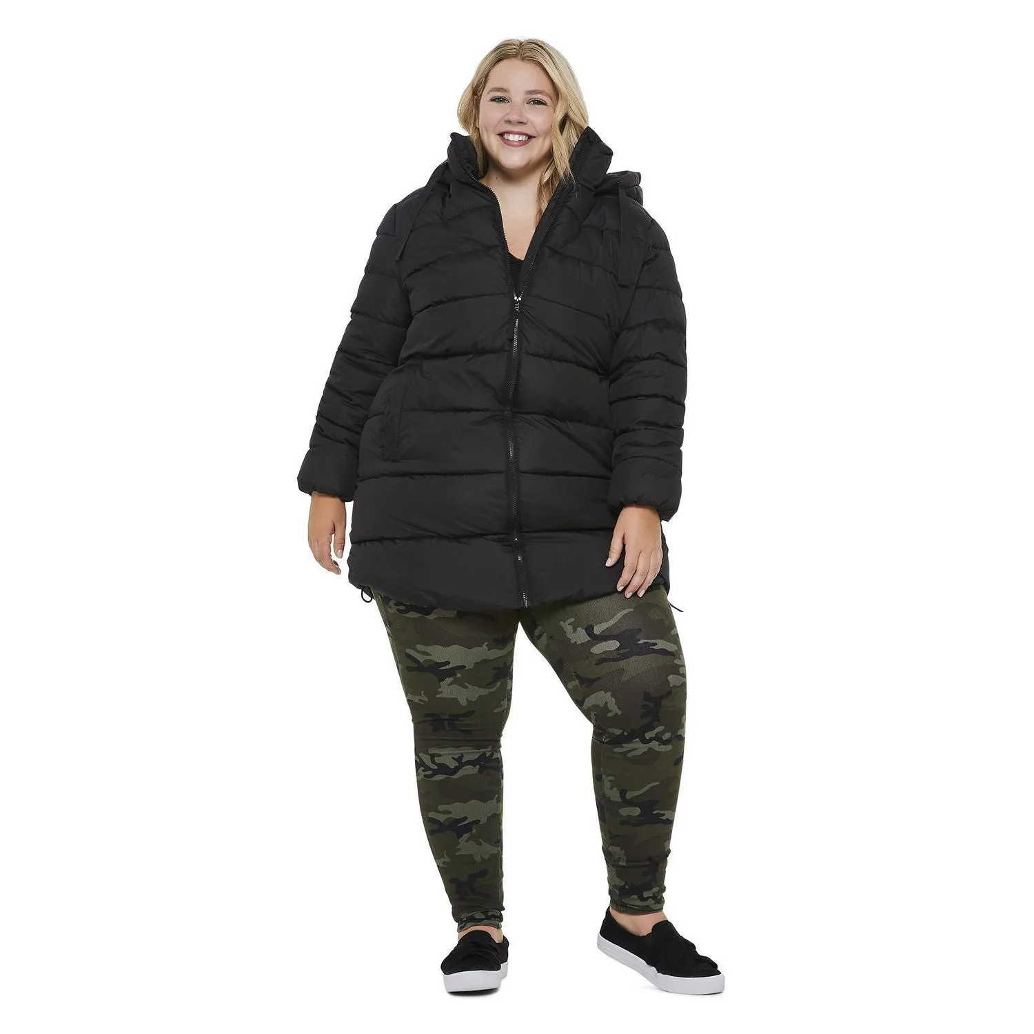 New George Plus Women's Wide Panel Puffer Winter Jacket in Black, Sz 2X!