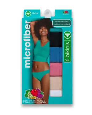 New in package! Fruit of the Loom Women's 6 Pack Microfiber Bikini Panties, Sz M!