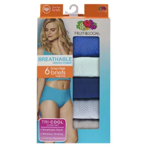 New in package! Fruit of the Loom Women's Breathable Micro-Mesh Low Rise Brief, 6 Pack, Size: S!