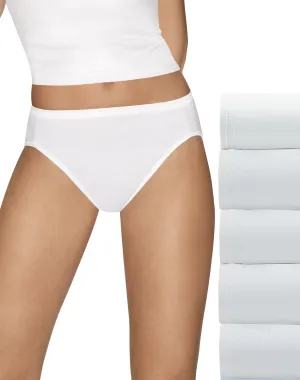 New in package! Hanes Ultimate™ Comfort Cotton Women's Hi-Cut Panties 5-Pack, White, Sz M!