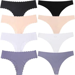 New in package! Women's 8 Pack Underwear Seamless Thong Panties G-Strings Laser Cut! Sz M!
