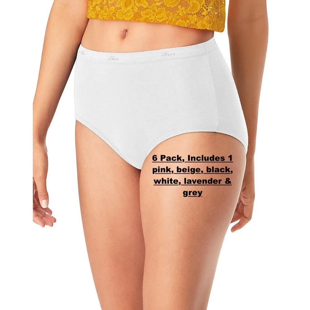 New no package! Hanes Women's No Ride Up Cotton Brief 6-Pack! Sz 9-Fits XXL!