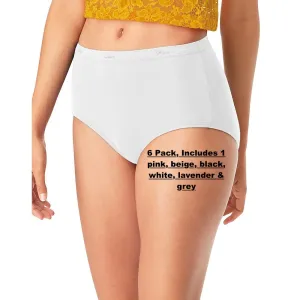 New no package! Hanes Women's No Ride Up Cotton Brief 6-Pack! Sz 9-Fits XXL!