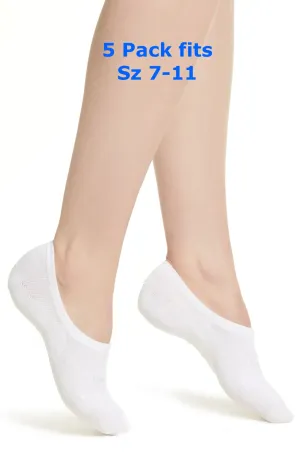New Nordstrom Women's 5 pack No Show Breathable socks, white, fits sz 7-11