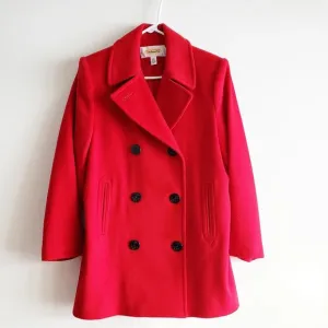 New TALBOTS DOUBLE BREATED GORGEOUS RED PEA COAT WOMEN'S SZ 8