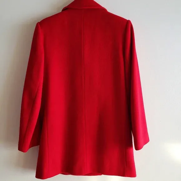 New TALBOTS DOUBLE BREATED GORGEOUS RED PEA COAT WOMEN'S SZ 8