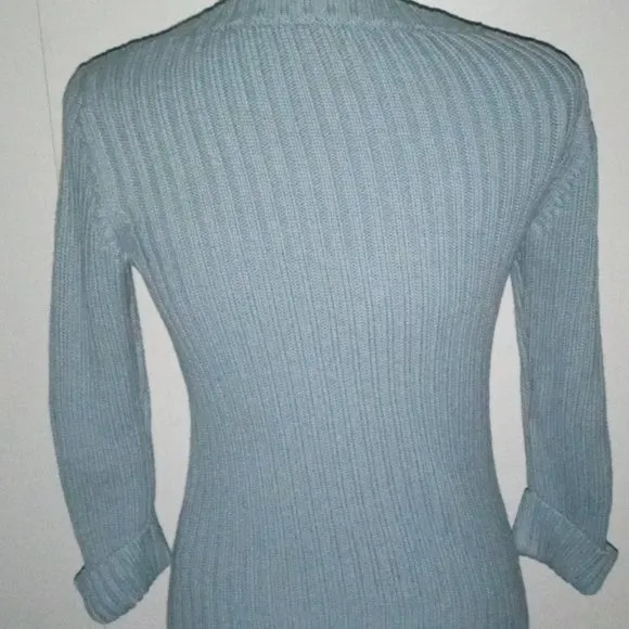 NEW Talbots Scoop Neck 3/4 Sleeve Sweater ICE Blue Petite