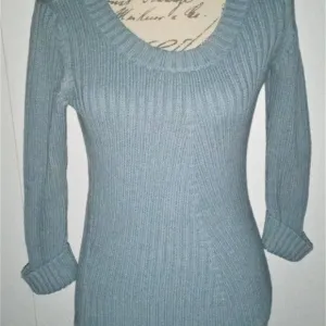 NEW Talbots Scoop Neck 3/4 Sleeve Sweater ICE Blue Petite