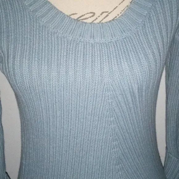 NEW Talbots Scoop Neck 3/4 Sleeve Sweater ICE Blue Petite