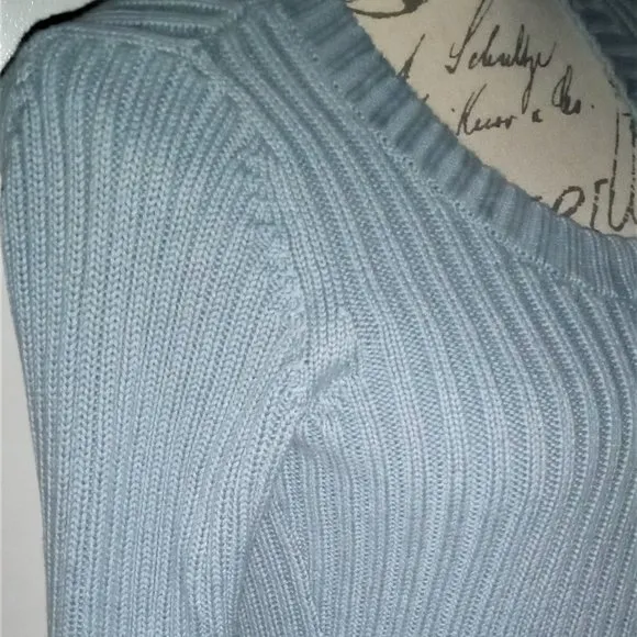 NEW Talbots Scoop Neck 3/4 Sleeve Sweater ICE Blue Petite