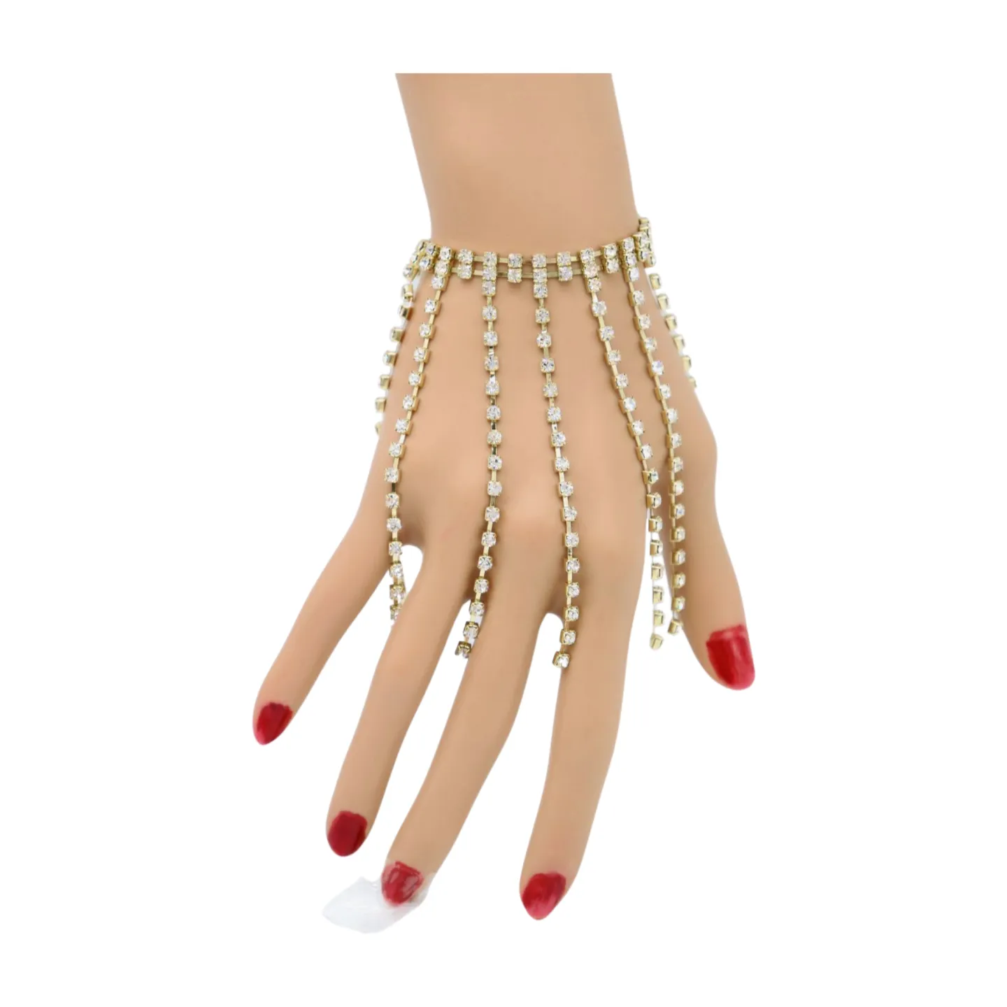 New Women Gold Metal Chain Bracelet Silver Rhinestones Long Tassels
