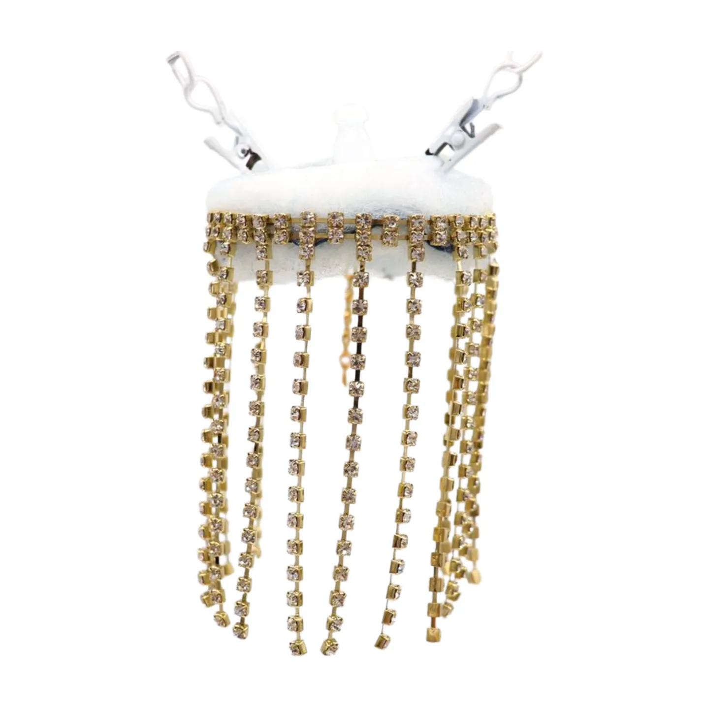 New Women Gold Metal Chain Bracelet Silver Rhinestones Long Tassels