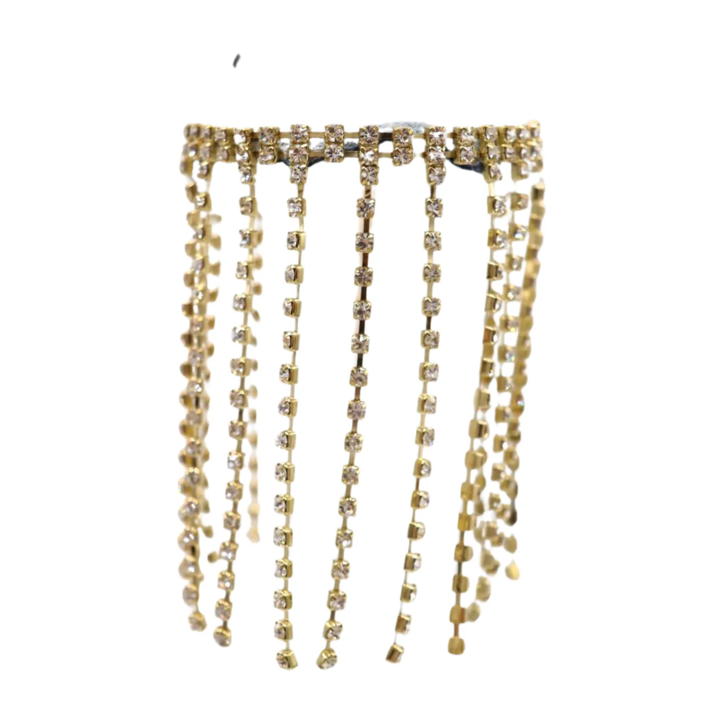 New Women Gold Metal Chain Bracelet Silver Rhinestones Long Tassels