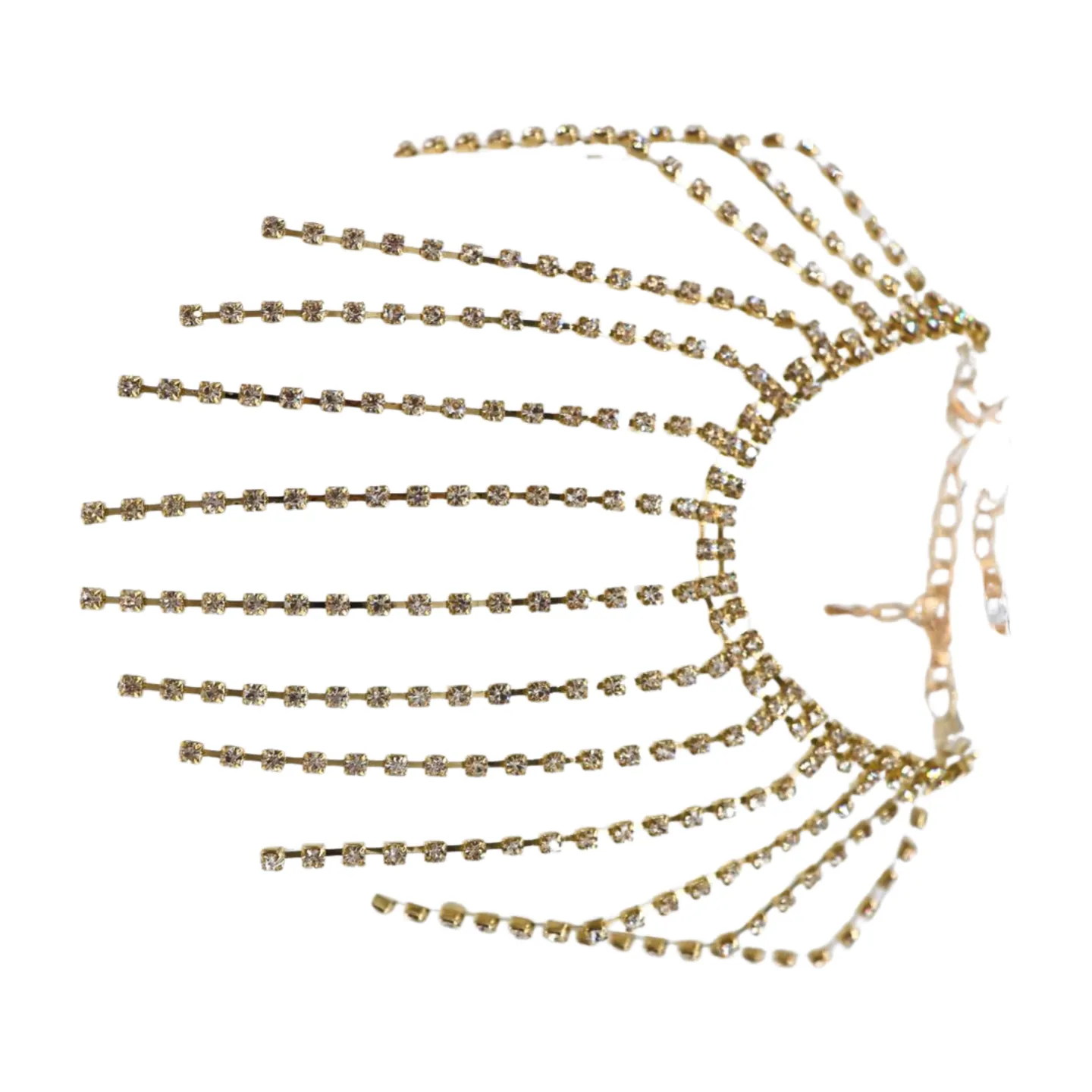 New Women Gold Metal Chain Bracelet Silver Rhinestones Long Tassels