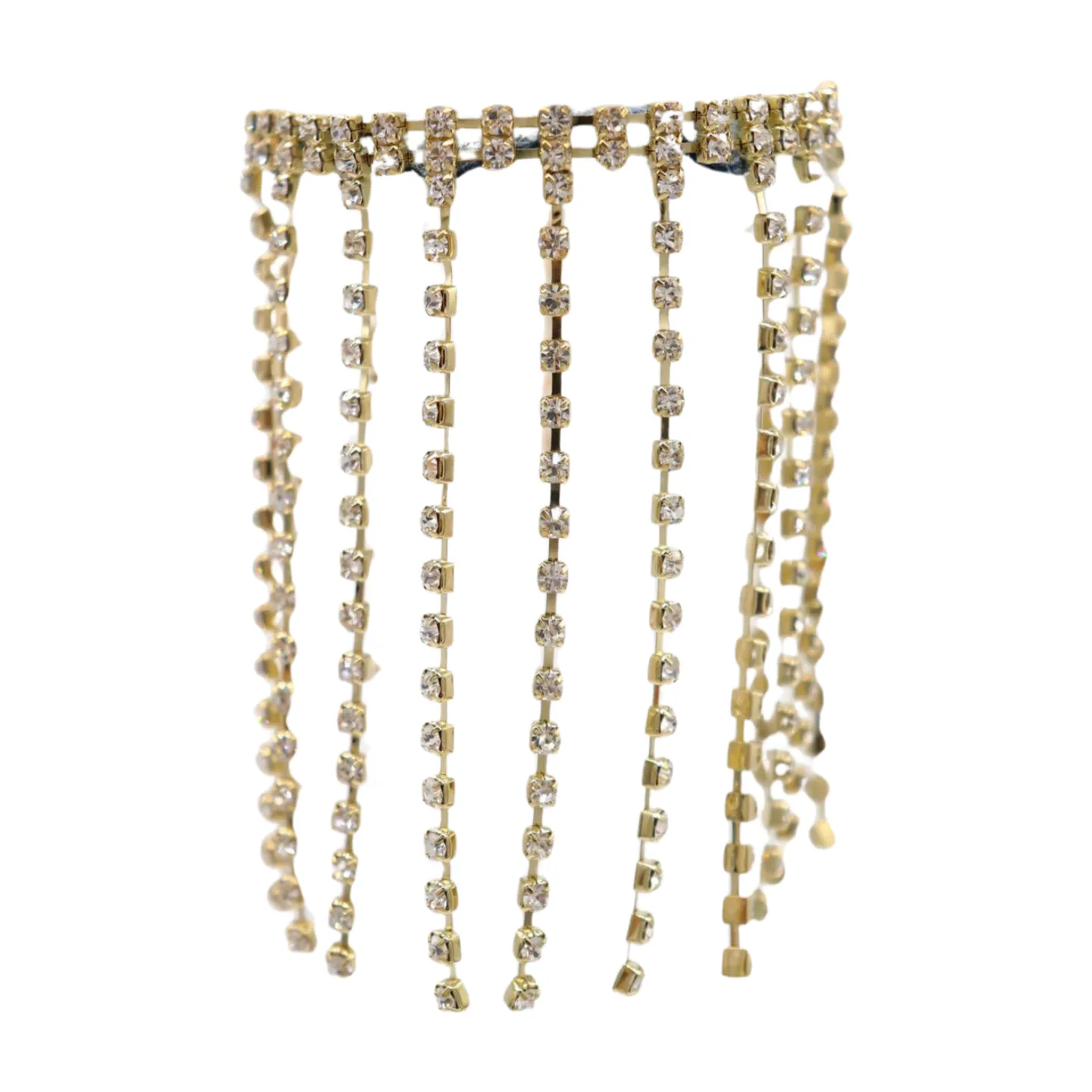 New Women Gold Metal Chain Bracelet Silver Rhinestones Long Tassels