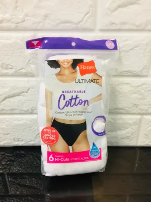 New Women's Ultimate breathable cotton tagless hi cuts, 6 pack, Sz M!