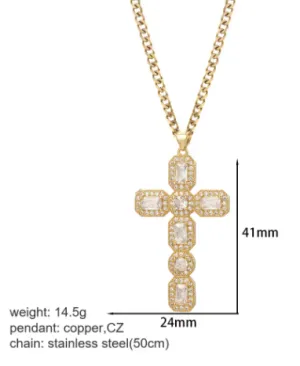 NK019GAC23049G2 - Embellished Cross Pendant