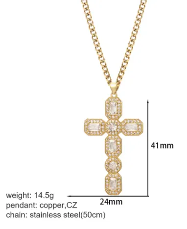 NK019GAC23049G2 - Embellished Cross Pendant