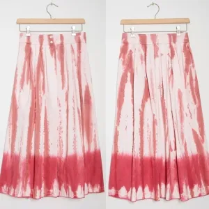 NWT Anthropologie x Tiny Ansley Tie-Dye Wrap Midi Skirt Womens Medium Pink Pleat