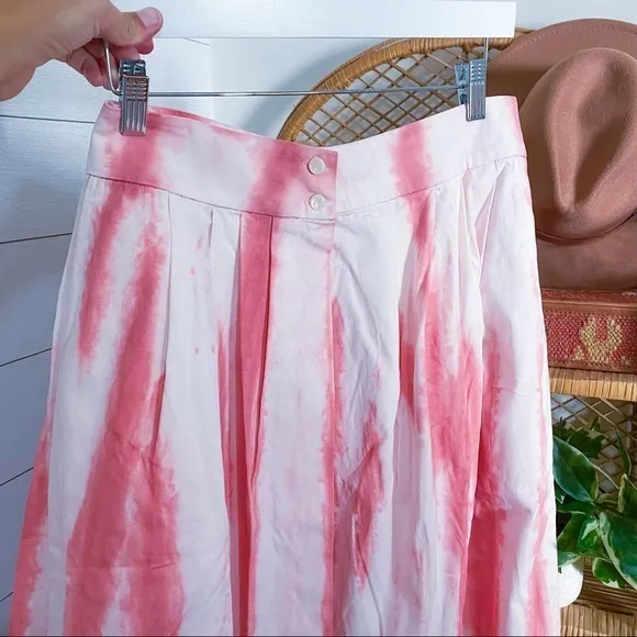 NWT Anthropologie x Tiny Ansley Tie-Dye Wrap Midi Skirt Womens Medium Pink Pleat