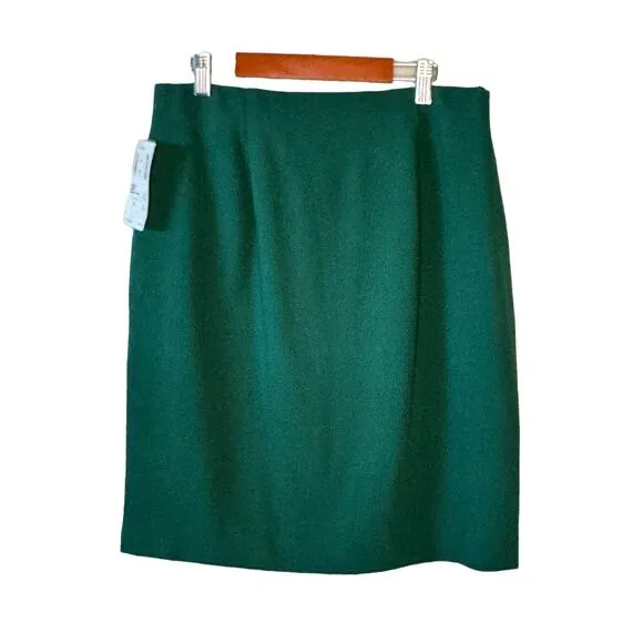 NWT Classiques Entier Women's 100% Wool Pencil Skirt Size: 14 Kelly Green