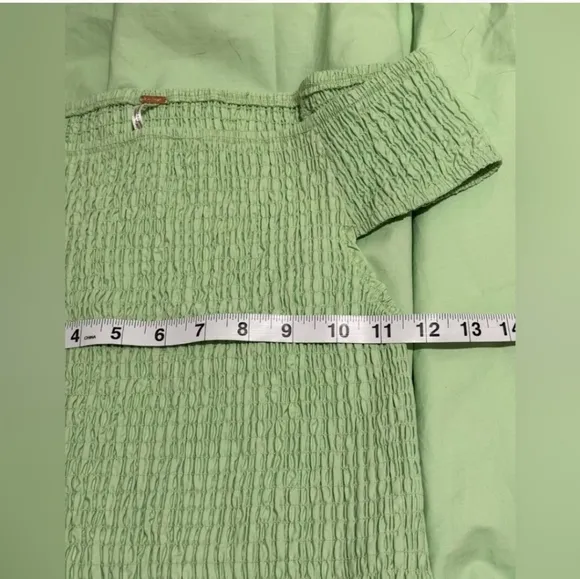 NWT Free People Cici Smocked Midi Dress PocketOff Shoulder In Lime Green 💚 XS*