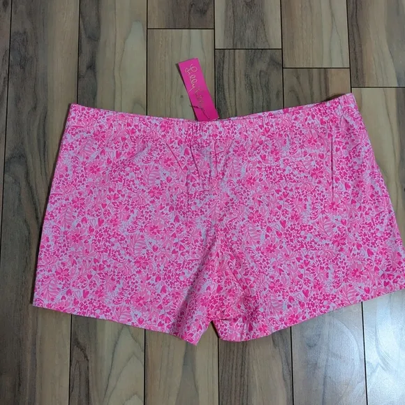 NWT! Lilly Pulitzer Ocean View Shorts Pink Shady Invest A Gator Size XL