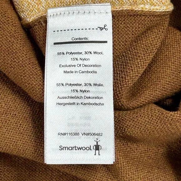 NWT Smartwool Womens Small Shadow Pine Colorblock‎ Wool Blend Sweater Brown Gold