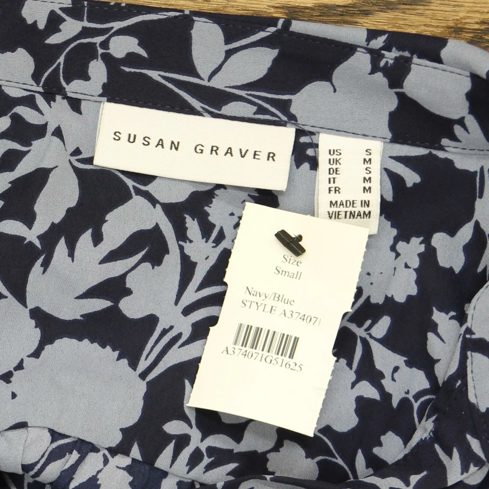 NWT Susan Graver Women's Printed Woven Long-Sleeve Pullover Top Small