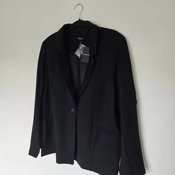 NWT Torrid Blazer Coat Women's Size 3X Black Long Sleeve Button Pockets