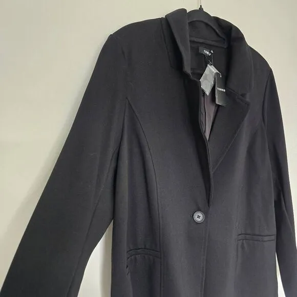 NWT Torrid Blazer Coat Women's Size 3X Black Long Sleeve Button Pockets