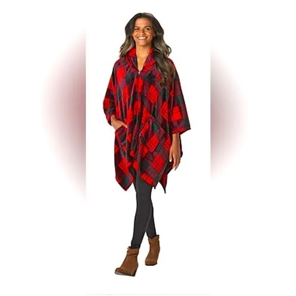 NYC Underground Hooded Zippered Ruana. Women's Plush Super warm &amp; cute 4 fall