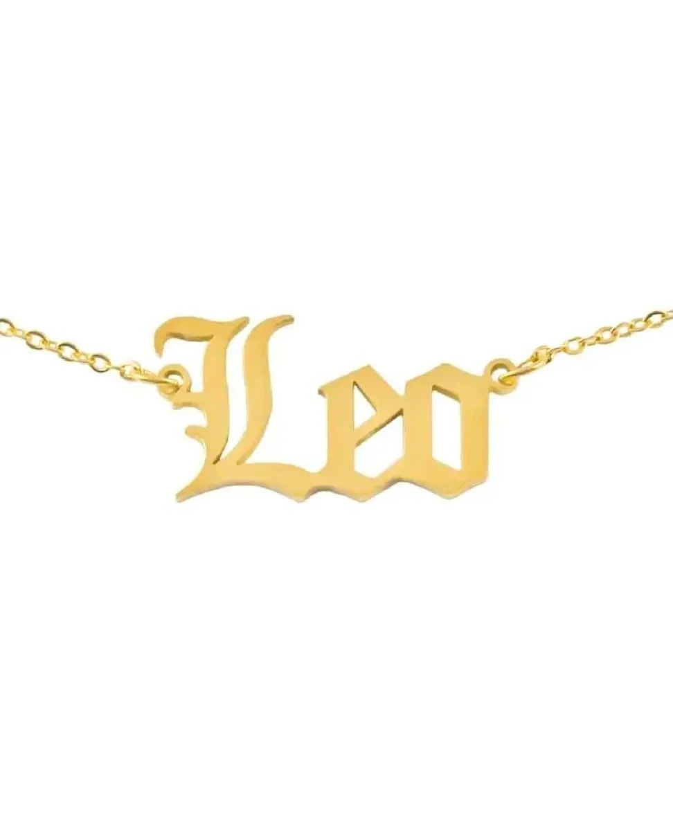 Old English Zodiac Necklace Gold
