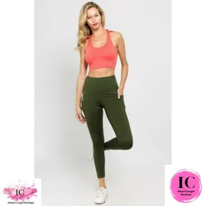 On the Run High Waisted Leggings-Army Green