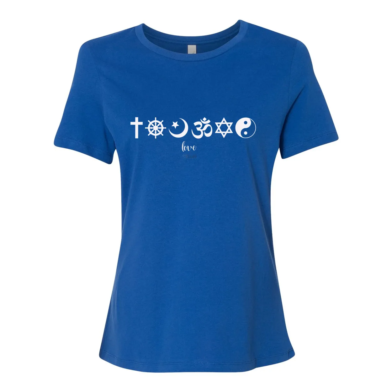 One Love Women's Relaxed Fit Tee – Religious Symbols for Peace, Love, and Harmony