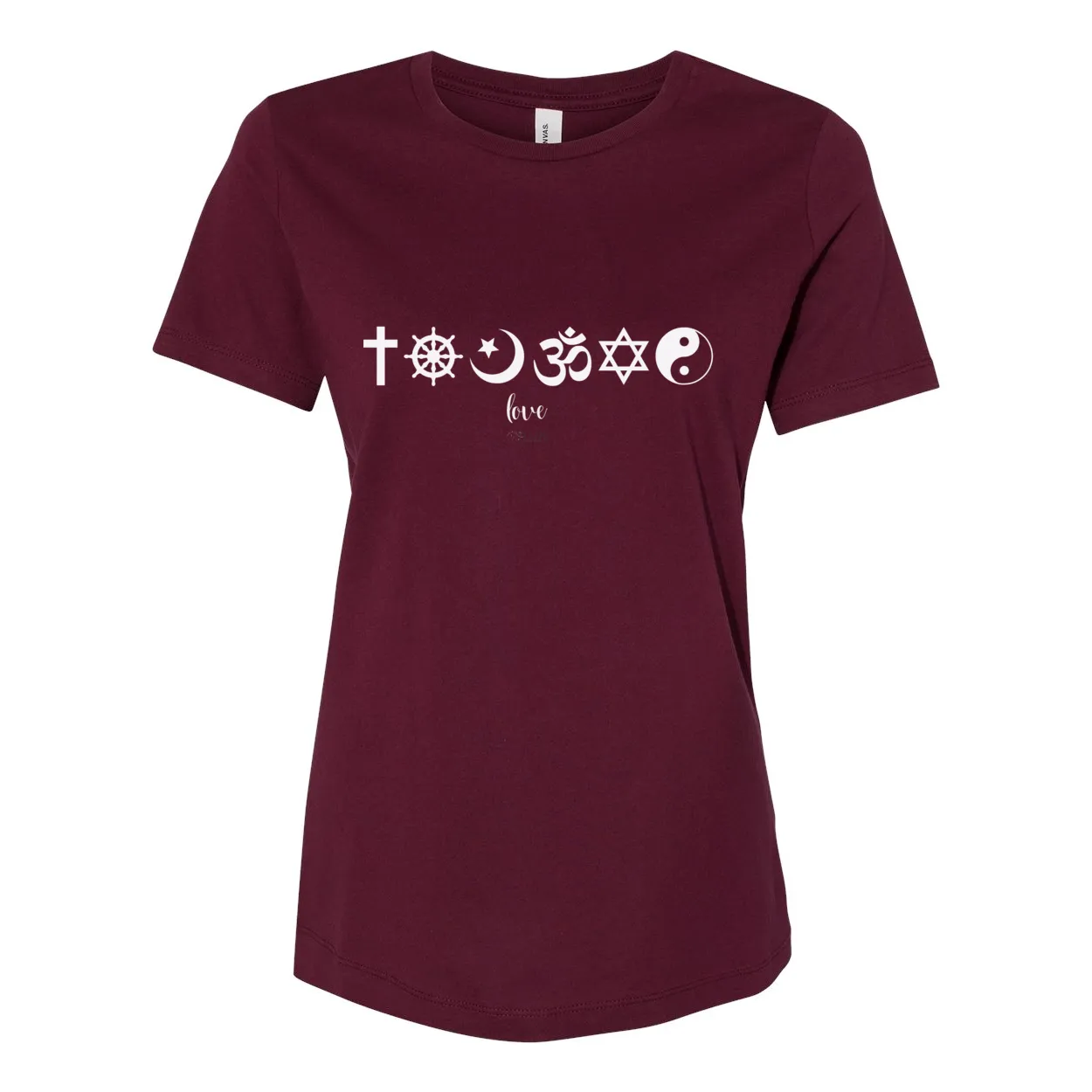 One Love Women's Relaxed Fit Tee – Religious Symbols for Peace, Love, and Harmony