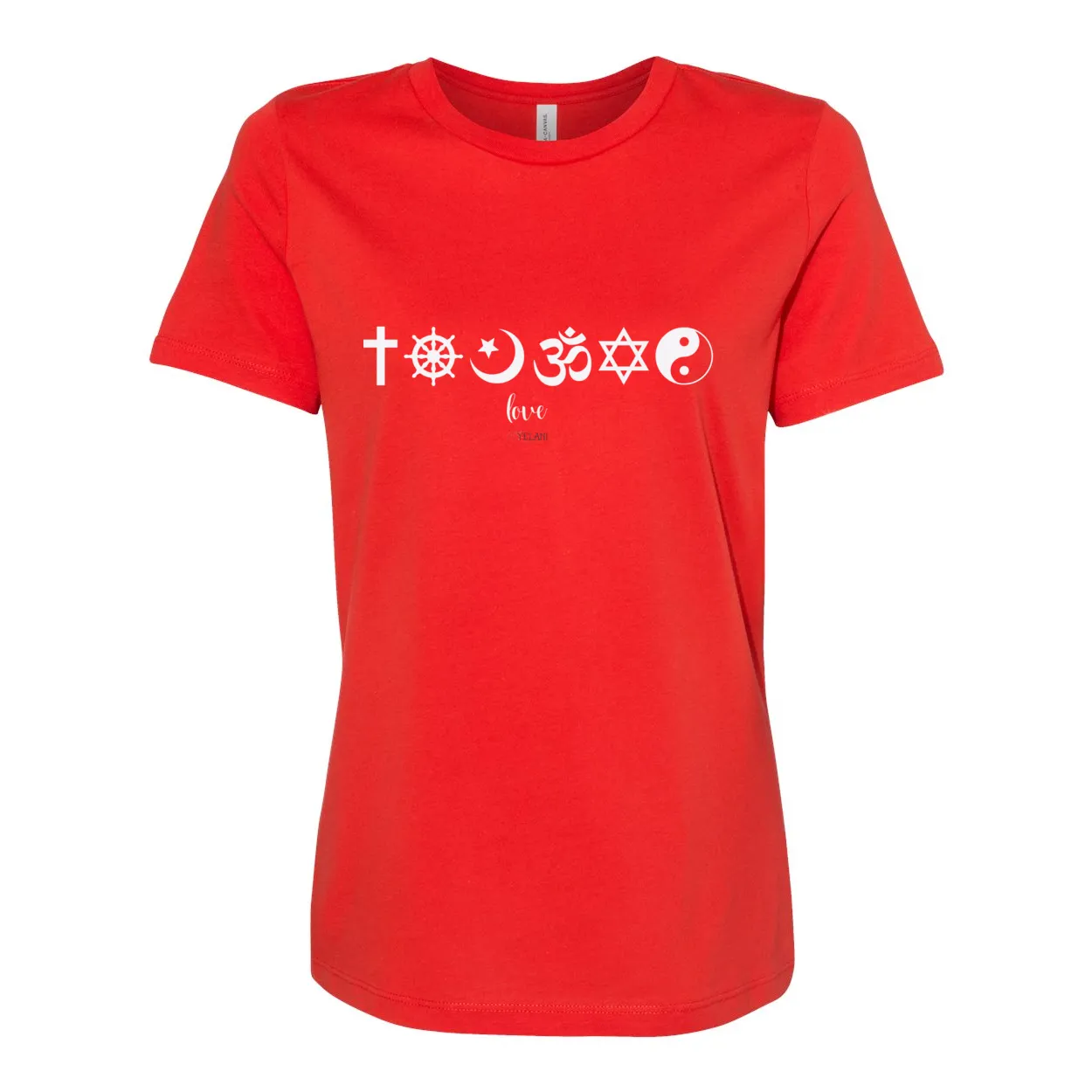 One Love Women's Relaxed Fit Tee – Religious Symbols for Peace, Love, and Harmony